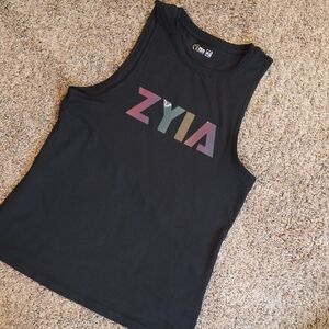 ZYIA Multicolor Logo Black Tank Top